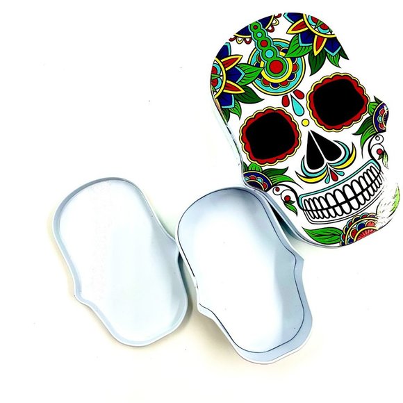 Day of the Dead Dia de los Muertos Sugar Skull Set of Storage Tins Large/Small - Picture 3 of 3